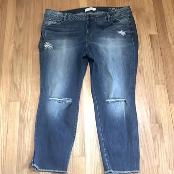 SLINK | Crop/Capri denim jeans distressed Curvy women’s size 22 - Picture 1 of 8